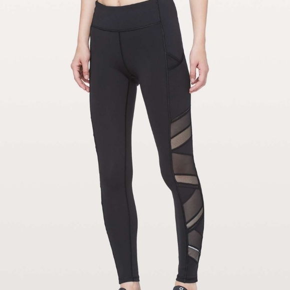lululemon athletica Pants - LULULEMON Speed Up Luxtreme black mesh 28" breathable slimming athletic tights